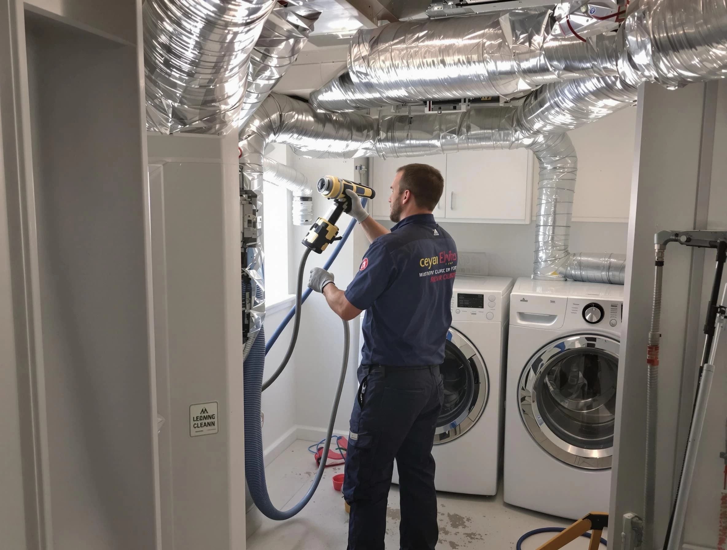 Tuttle Dryer Vent Cleaning specialist using advanced equipment for thorough duct cleaning in Tuttle