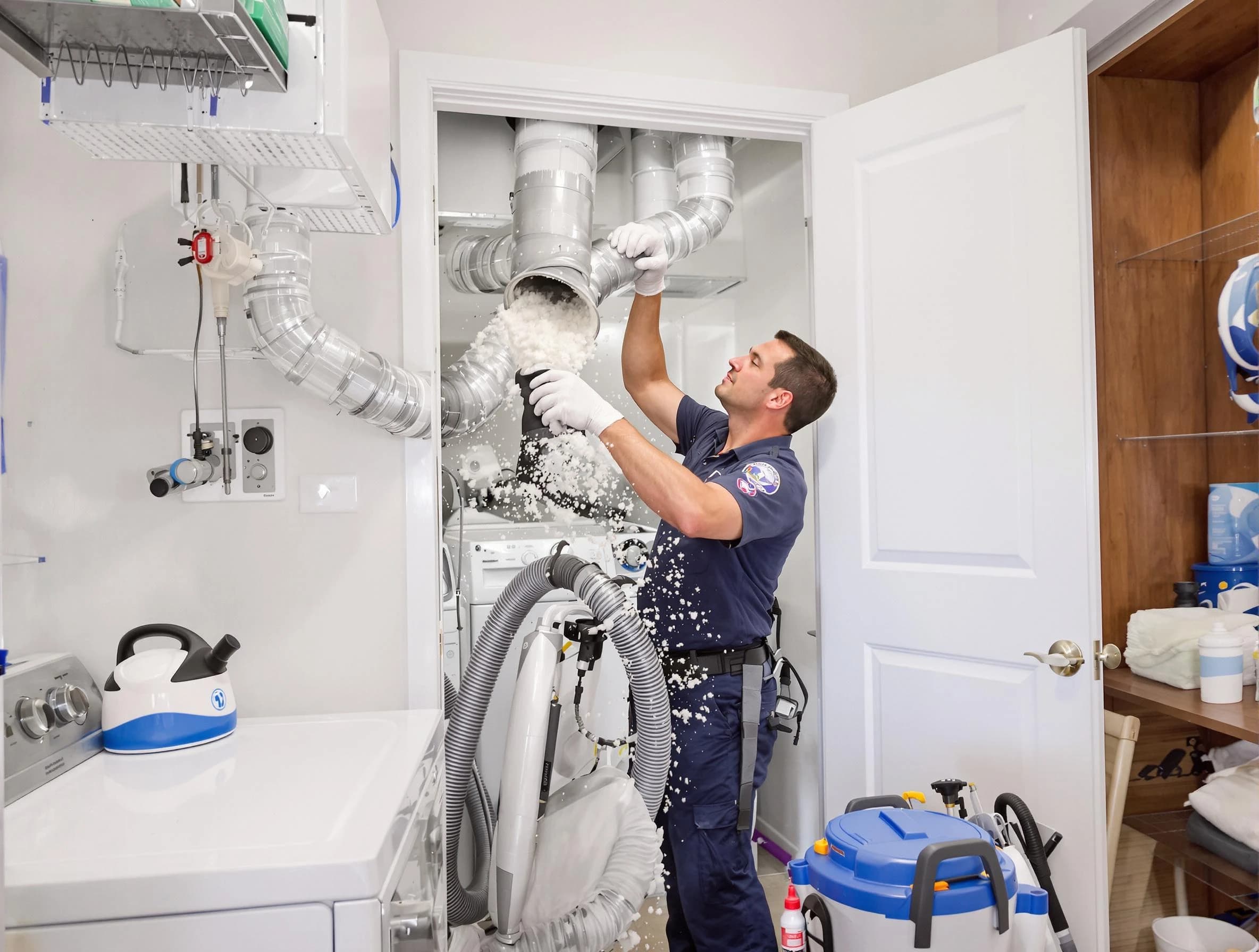 Tuttle Dryer Vent Cleaning technician delivering thorough residential dryer vent cleaning service in Tuttle