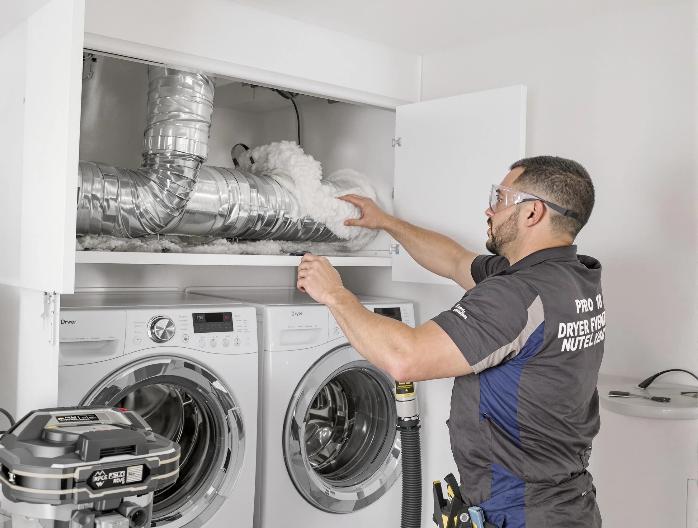 Tuttle Dryer Vent Cleaning certified technician performing specialized gas dryer vent cleaning in Tuttle