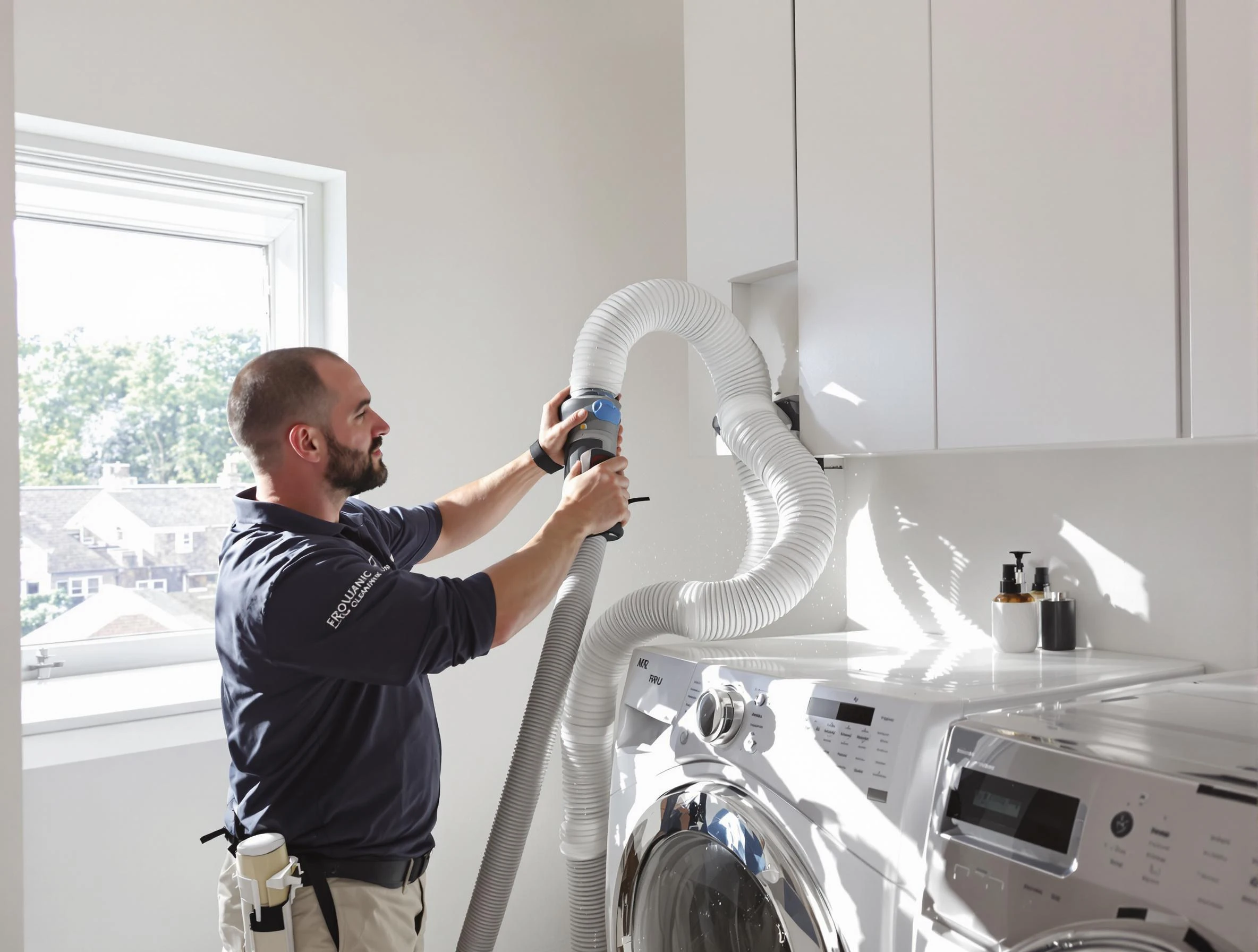 Certified Tuttle Dryer Vent Cleaning technician performing dryer vent cleaning in Tuttle